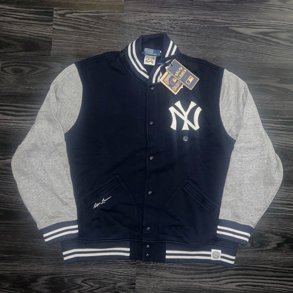 Polo Ralph Lauren x Yankees Navy and Gray Varsity Jacket *BRAND NEW*NEVER WORN*